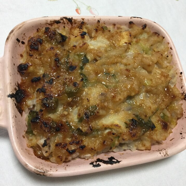 雑炊のねぎ味噌焼き